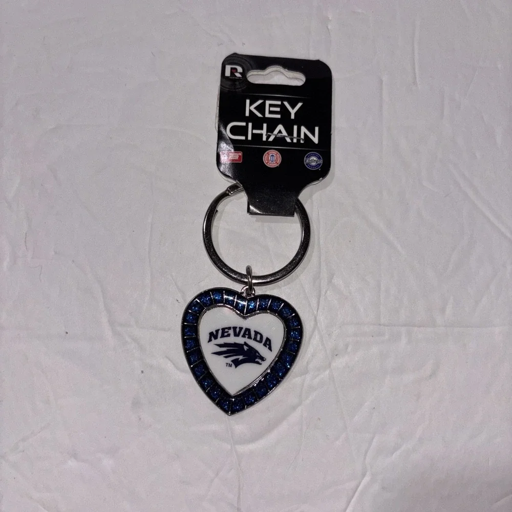 Rico Industries Nevada Wolf Pack Rhinestone Heart Keychain New